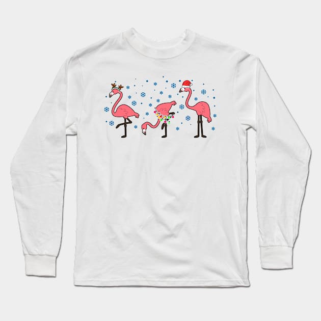 Funny Christmas Men Kids Women Flamingo Ugly Christmas Long Sleeve T-Shirt by KsuAnn